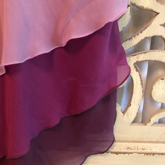 S bebe tiered ruffle chiffon spaghetti purple top - Picture 3 of 14